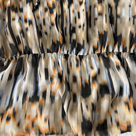 Ellen Tracy Womens Abstract Print Long-Sleeve Tunic Top With Bow Tie Neck Size M - Picture 8 of 8